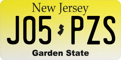 NJ license plate J05PZS