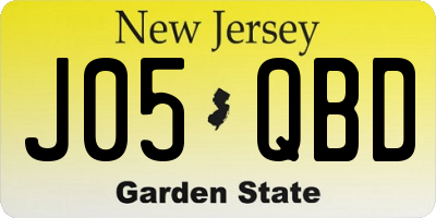 NJ license plate J05QBD