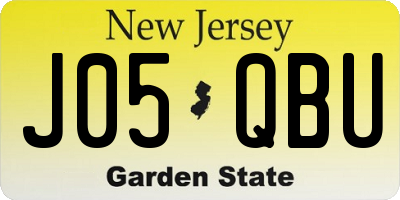 NJ license plate J05QBU