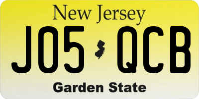 NJ license plate J05QCB