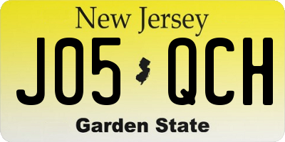 NJ license plate J05QCH