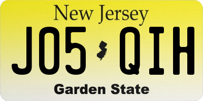 NJ license plate J05QIH
