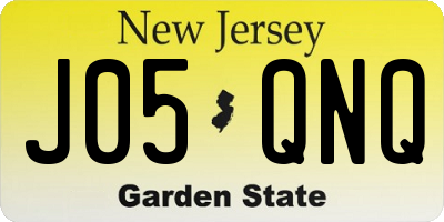NJ license plate J05QNQ