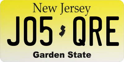 NJ license plate J05QRE