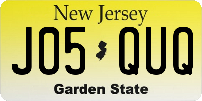 NJ license plate J05QUQ