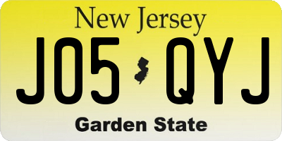 NJ license plate J05QYJ