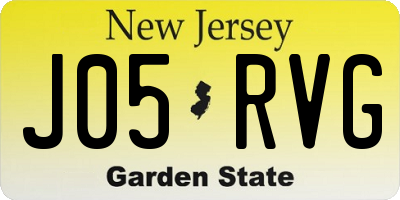 NJ license plate J05RVG