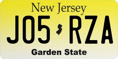 NJ license plate J05RZA