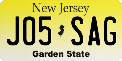 NJ license plate J05SAG