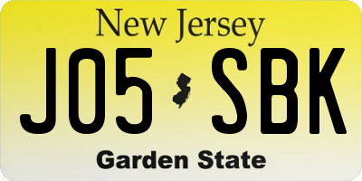 NJ license plate J05SBK