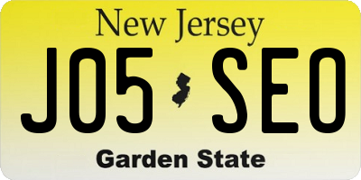 NJ license plate J05SEO