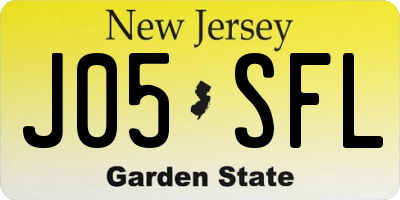 NJ license plate J05SFL
