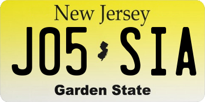 NJ license plate J05SIA