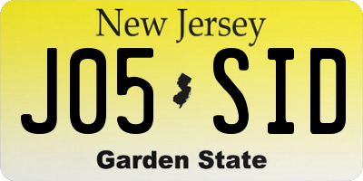 NJ license plate J05SID