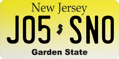 NJ license plate J05SNO