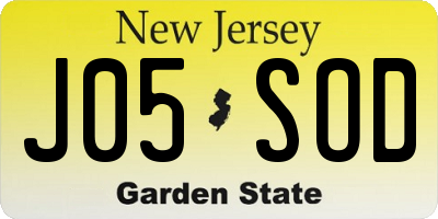 NJ license plate J05SOD