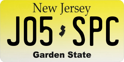 NJ license plate J05SPC