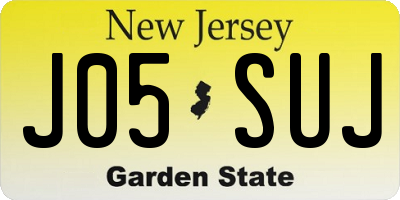 NJ license plate J05SUJ