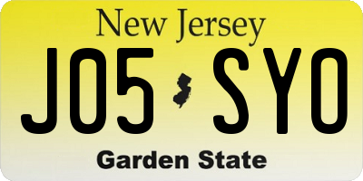 NJ license plate J05SYO