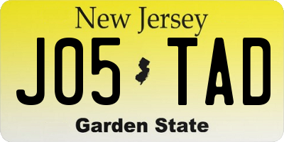 NJ license plate J05TAD