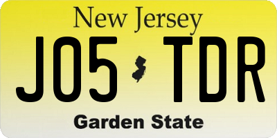 NJ license plate J05TDR