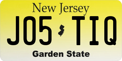 NJ license plate J05TIQ
