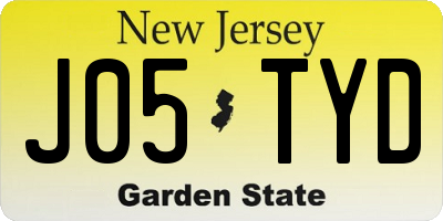 NJ license plate J05TYD