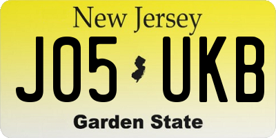 NJ license plate J05UKB