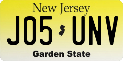 NJ license plate J05UNV