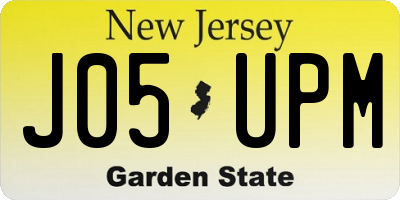 NJ license plate J05UPM