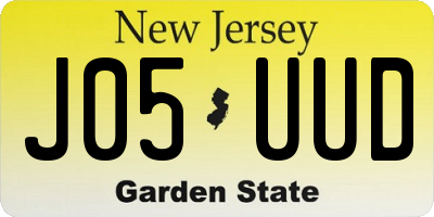 NJ license plate J05UUD