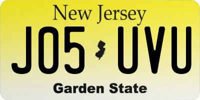 NJ license plate J05UVU