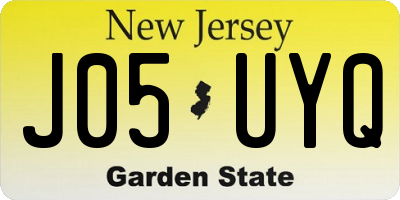 NJ license plate J05UYQ