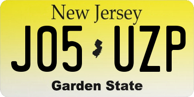 NJ license plate J05UZP