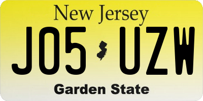 NJ license plate J05UZW
