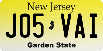 NJ license plate J05VAI