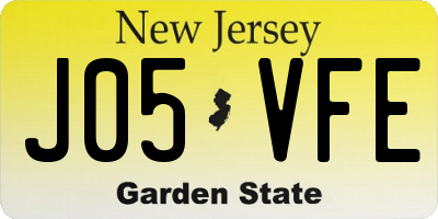 NJ license plate J05VFE
