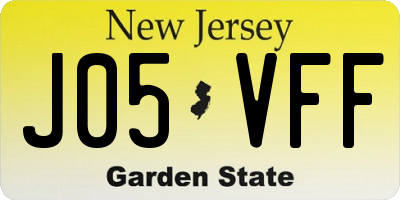 NJ license plate J05VFF