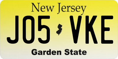 NJ license plate J05VKE