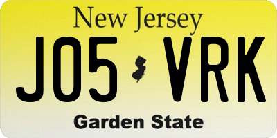 NJ license plate J05VRK