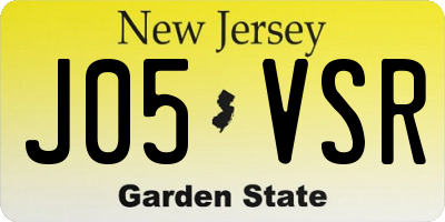 NJ license plate J05VSR