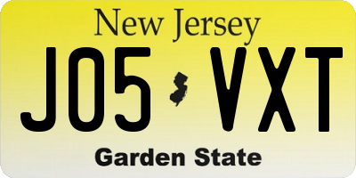 NJ license plate J05VXT