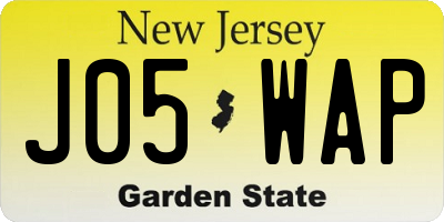NJ license plate J05WAP