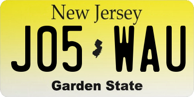 NJ license plate J05WAU