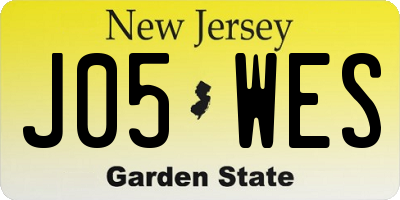 NJ license plate J05WES