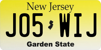 NJ license plate J05WIJ
