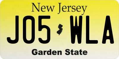 NJ license plate J05WLA