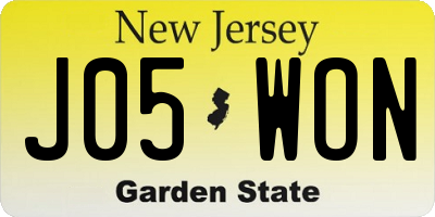 NJ license plate J05WON