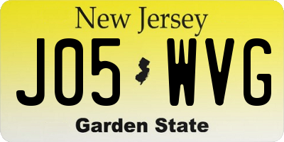 NJ license plate J05WVG