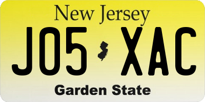 NJ license plate J05XAC